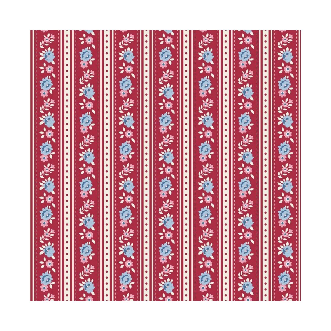 Tilda Village Life Agnes Burgundy 100693 Floral Fabric
