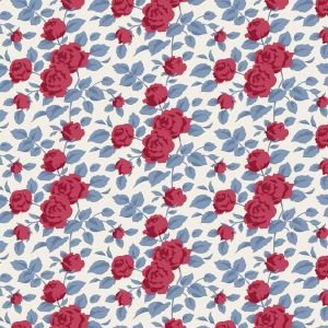 Tilda Village Life Margot Burgundy 100694 Floral Fabric