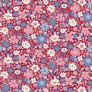 Tilda Village Life Esther Burgundy 100695 Fabric