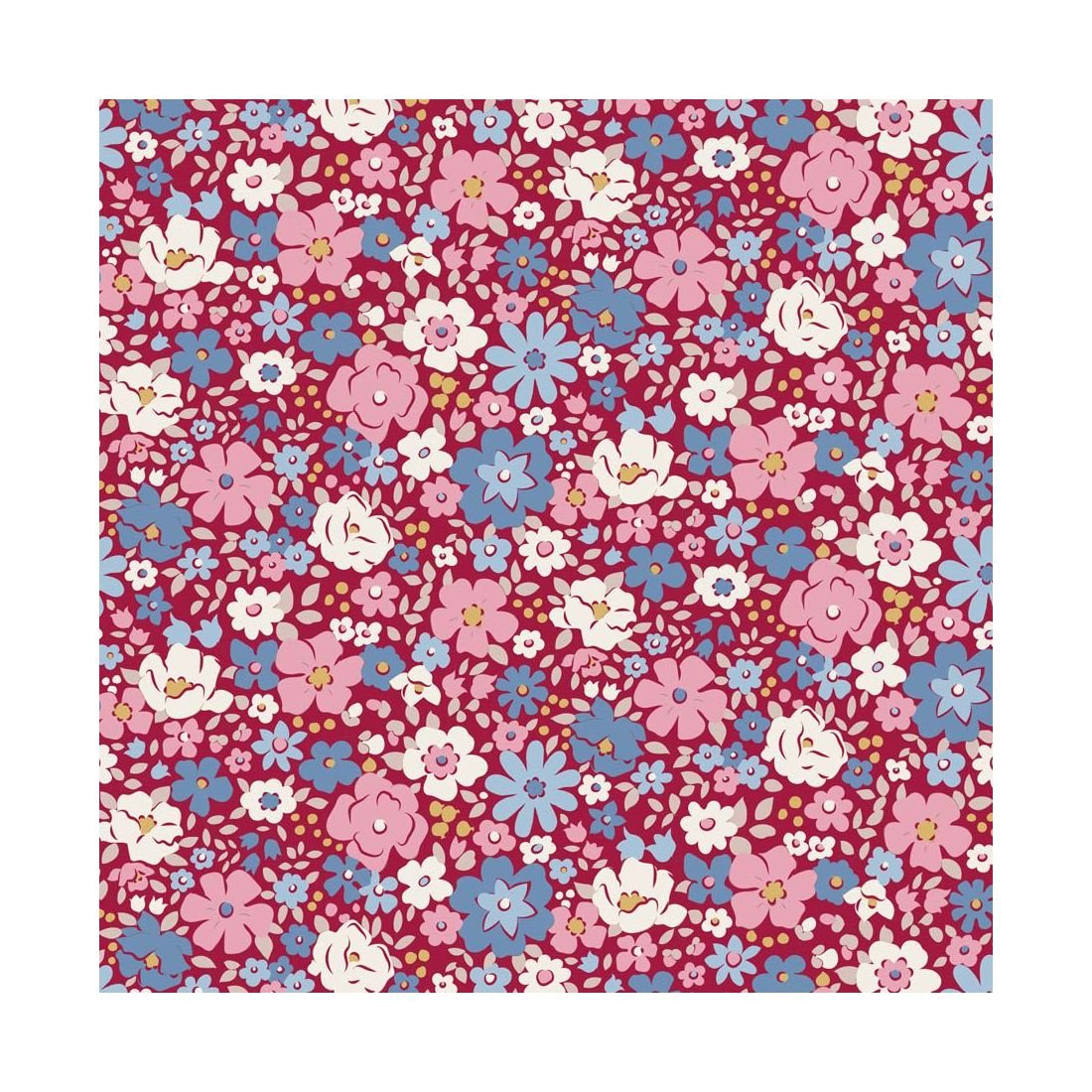Tilda Village Life Esther Burgundy 100695 Fabric