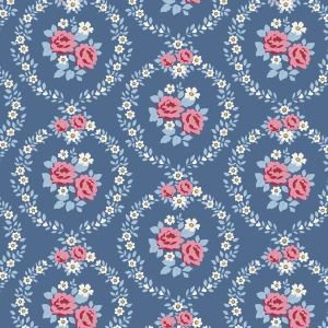 Tilda Village Life Mable Blue 100697 Floral Fabric