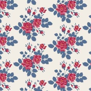 Tilda Village Life Myrtle Blue 100698 Floral Fabric