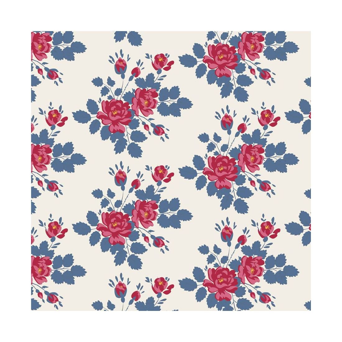 Tilda Village Life Myrtle Blue 100698 Floral Fabric
