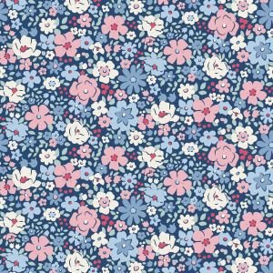 Tilda Village Life Esther Blue 100699 Floral Fabric