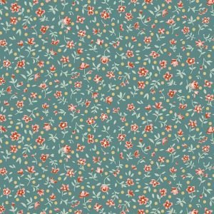 Tilda Village Life Mae Teal 110178 Blender Fabric