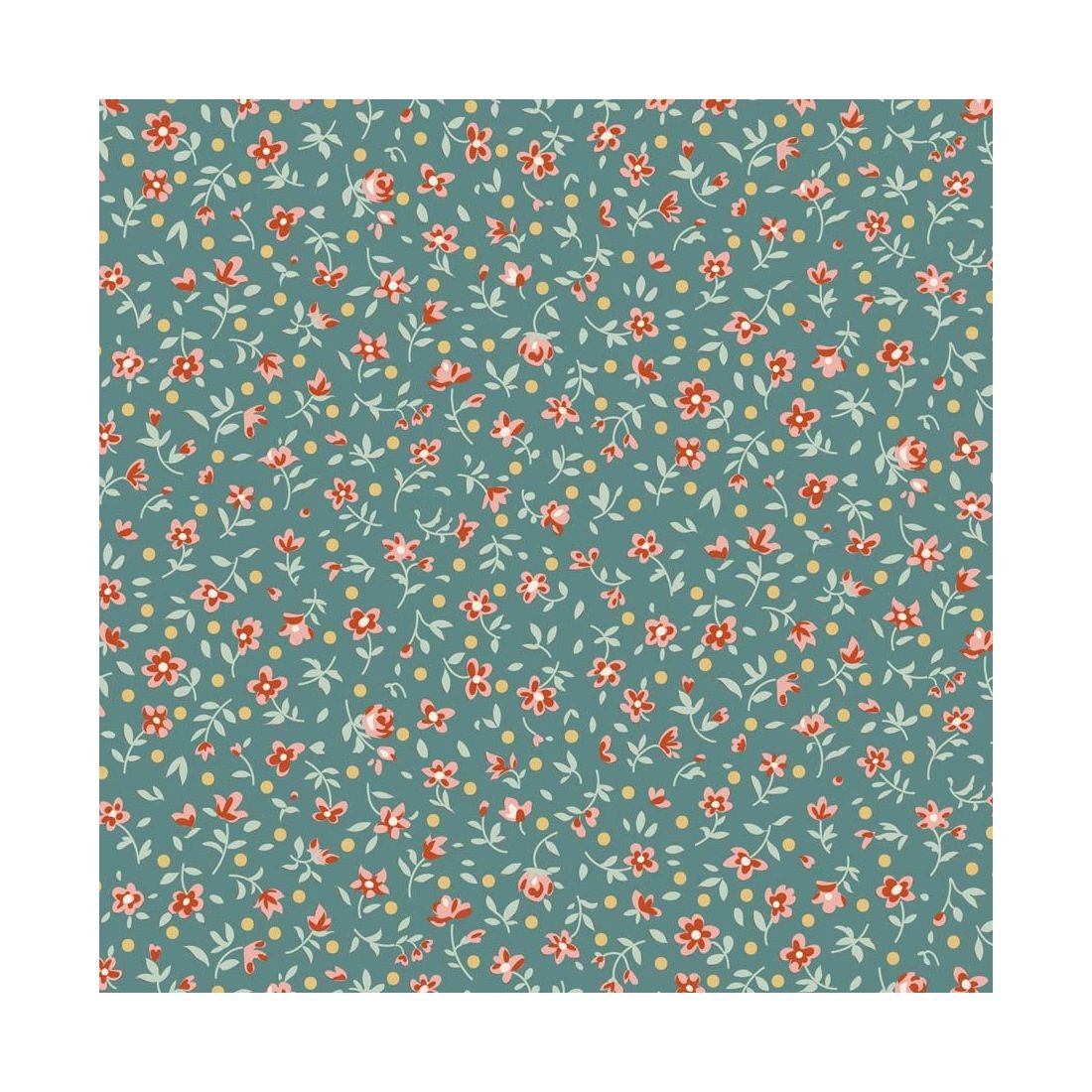 Tilda Village Life Mae Teal 110178 Blender Fabric