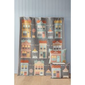 Tilda Village Life Mae Teal 110178 Blender Fabric