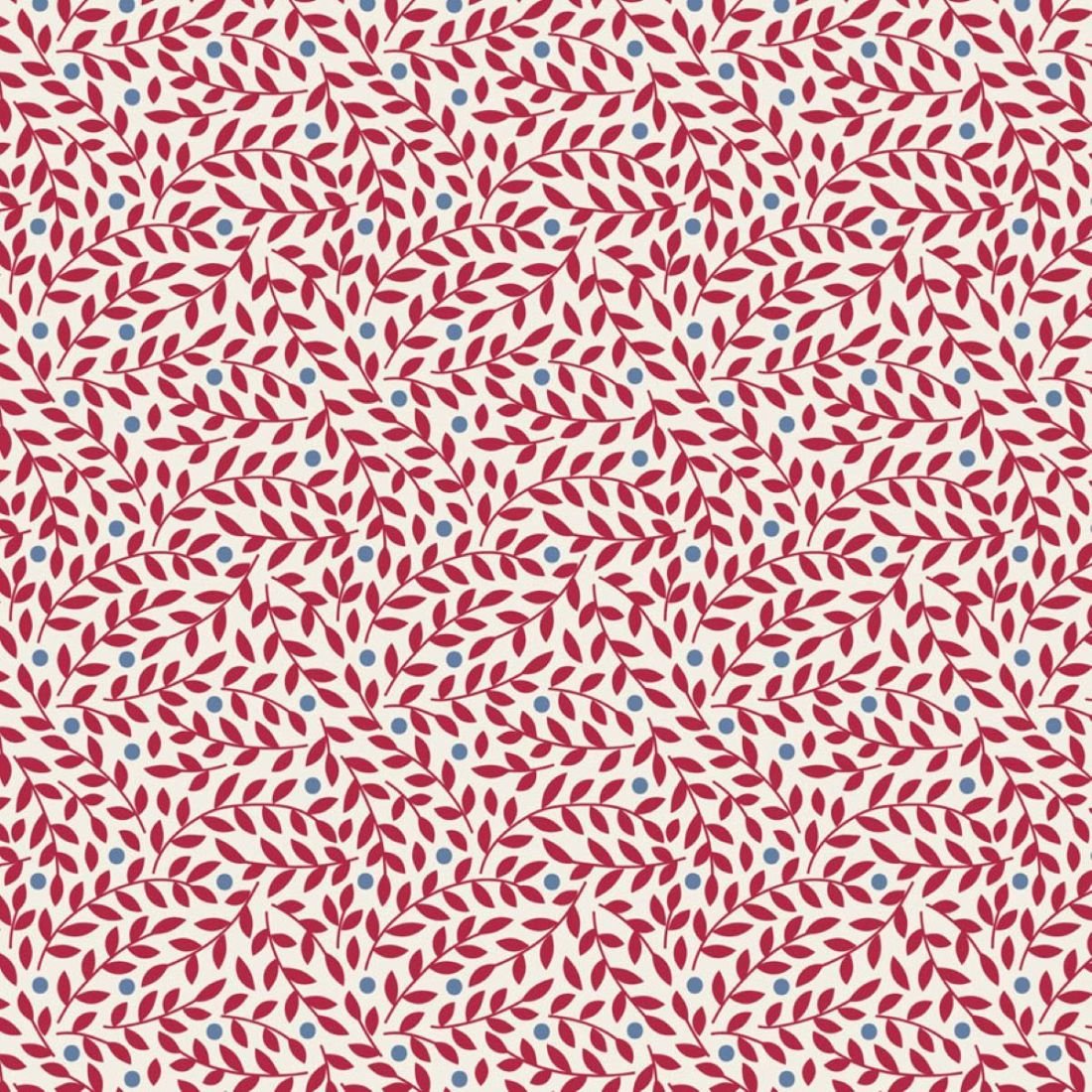 Tilda Village Life Lillian Burgundy 110182 Blender Fabric
