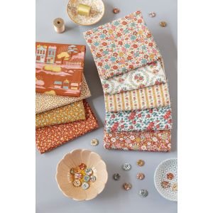 Tilda Village Life Mae Blue 110185 Blender Fabric