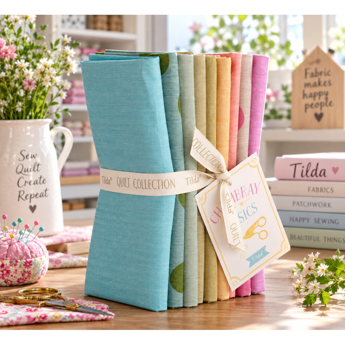 Tilda Seasonal Chambray Spring Pastels Fat Quarter Bundle