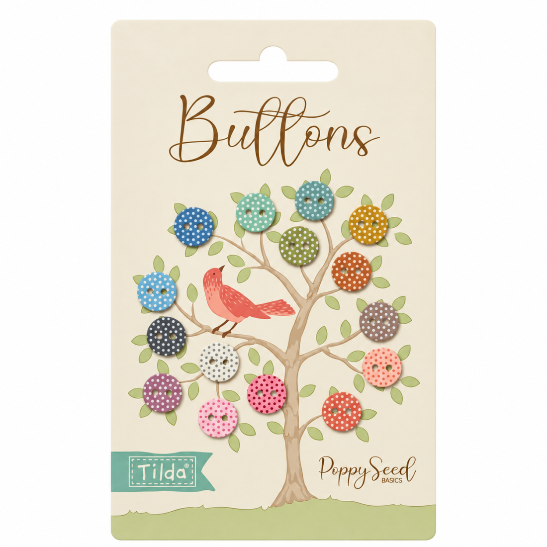 Tilda Poppy Seed Buttons – 10mm, 15 Pieces