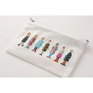 COSMO 100 Ladies White Embroidery Pouch | Lecien Japan
