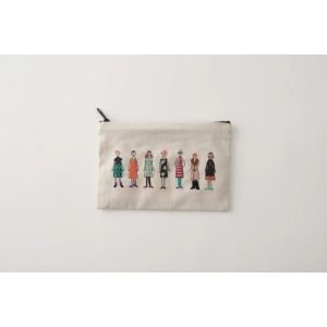 COSMO 100 Ladies Pale Gray Embroidery Pouch | Lecien