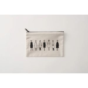 COSMO 100 Ladies Pale Gray Embroidery Pouch | Lecien