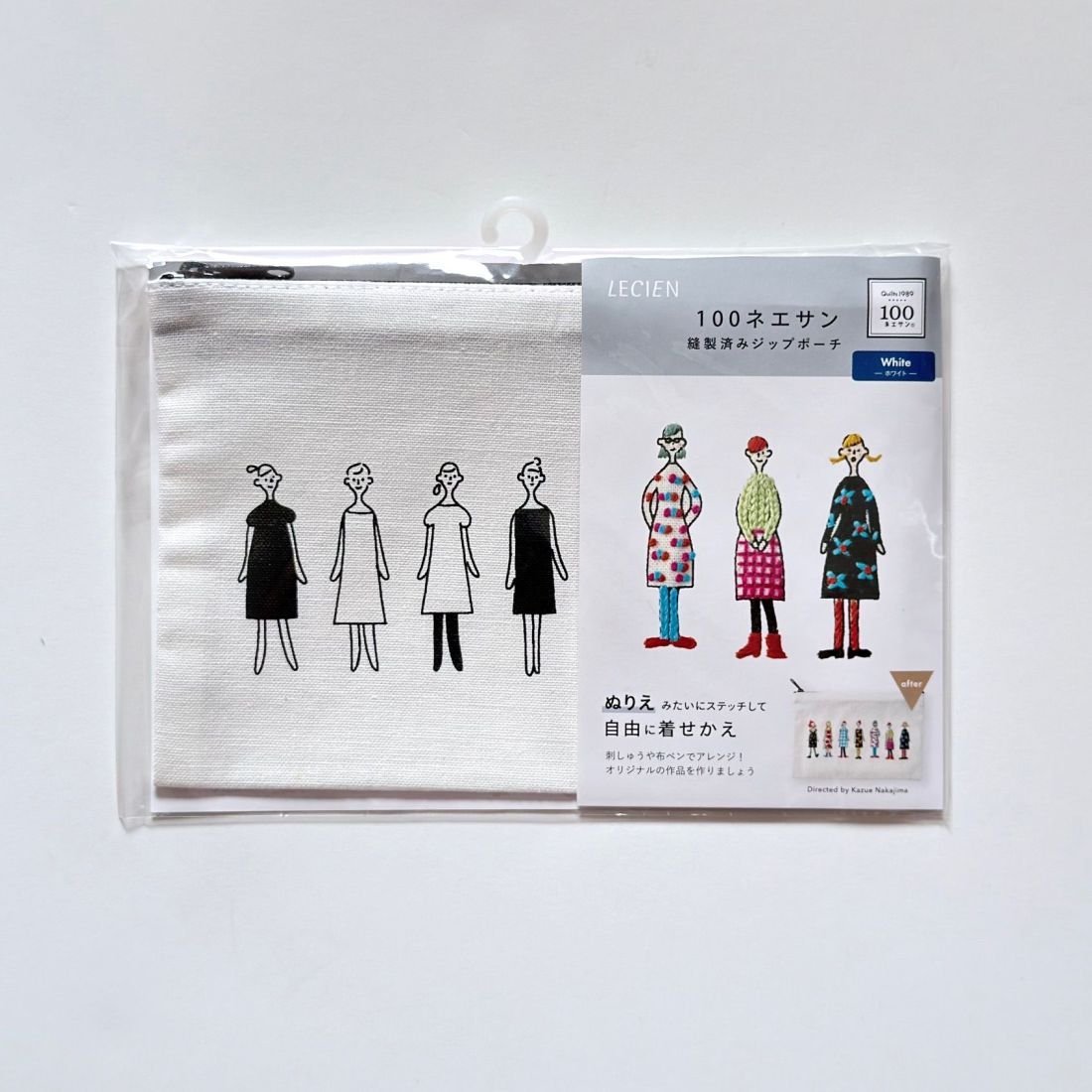 COSMO 100 Ladies White Embroidery Pouch | Lecien Japan