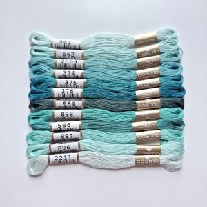 Cosmo Embroidery Floss – Blue Lagoon Pack (12 Skeins)