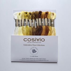 Cosmo Embroidery Floss Assorted Pack – Golden Wheat (12 Skeins) | Premium 100% Cotton Japanese Embroidery Thread Set