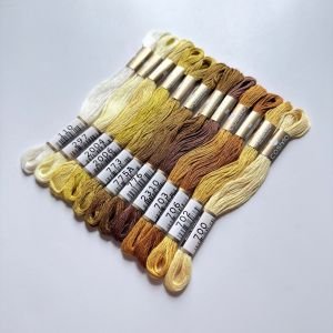 Cosmo Embroidery Floss Assorted Pack – Golden Wheat (12 Skeins) | Premium 100% Cotton Japanese Embroidery Thread Set