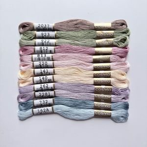 COSMO Embroidery Thread – Spring Flower Basket Pack (12 Skeins) | 100% Cotton Japanese Embroidery Floss