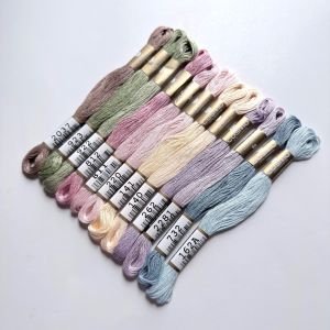 COSMO Embroidery Thread – Spring Flower Basket Pack (12 Skeins) | 100% Cotton Japanese Embroidery Floss