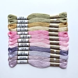 COSMO Embroidery Thread – Summer Blooms (12 Skeins) | 100% Cotton Japanese Embroidery Floss