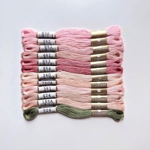 COSMO Embroidery Thread – Peaches & Cream (12 Skeins) | 100% Cotton Japanese Embroidery Floss