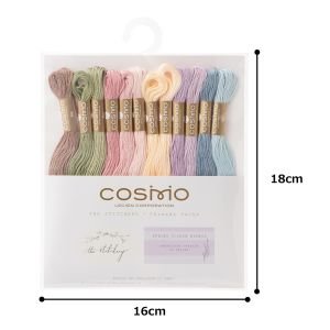 COSMO Embroidery Thread – Spring Flower Basket Pack (12 Skeins) | 100% Cotton Japanese Embroidery Floss