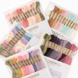 COSMO Embroidery Thread – Spring Flower Basket Pack (12 Skeins) | 100% Cotton Japanese Embroidery Floss