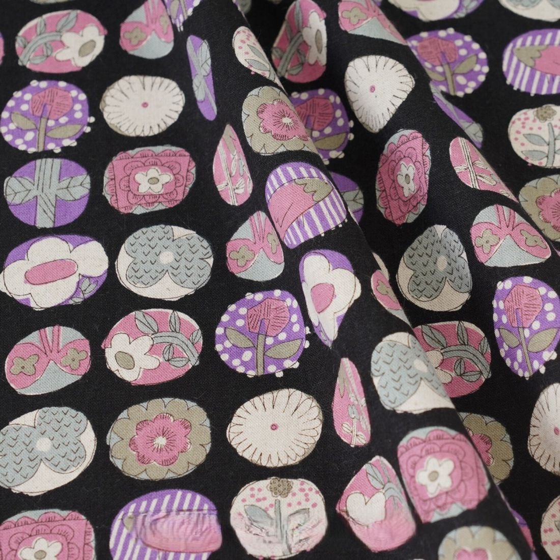 Button Midnight Garden Japanese Cotton Linen Canvas Fabric | 43" Wide | Made in Japan