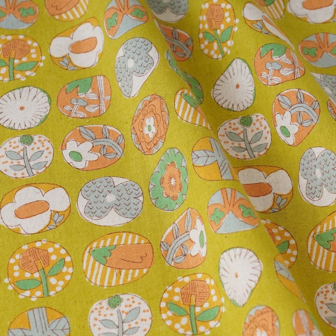Button Lemon Garden Japanese Cotton Linen Canvas Fabric | 43" Width | Made in Japan