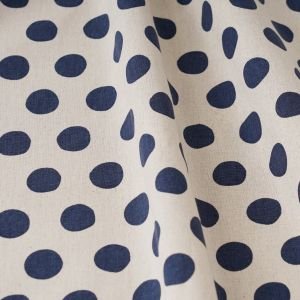 Natural Navy Dots – Japanese Cotton Linen Canvas Fabric | 110cm | 80/20 Canvas