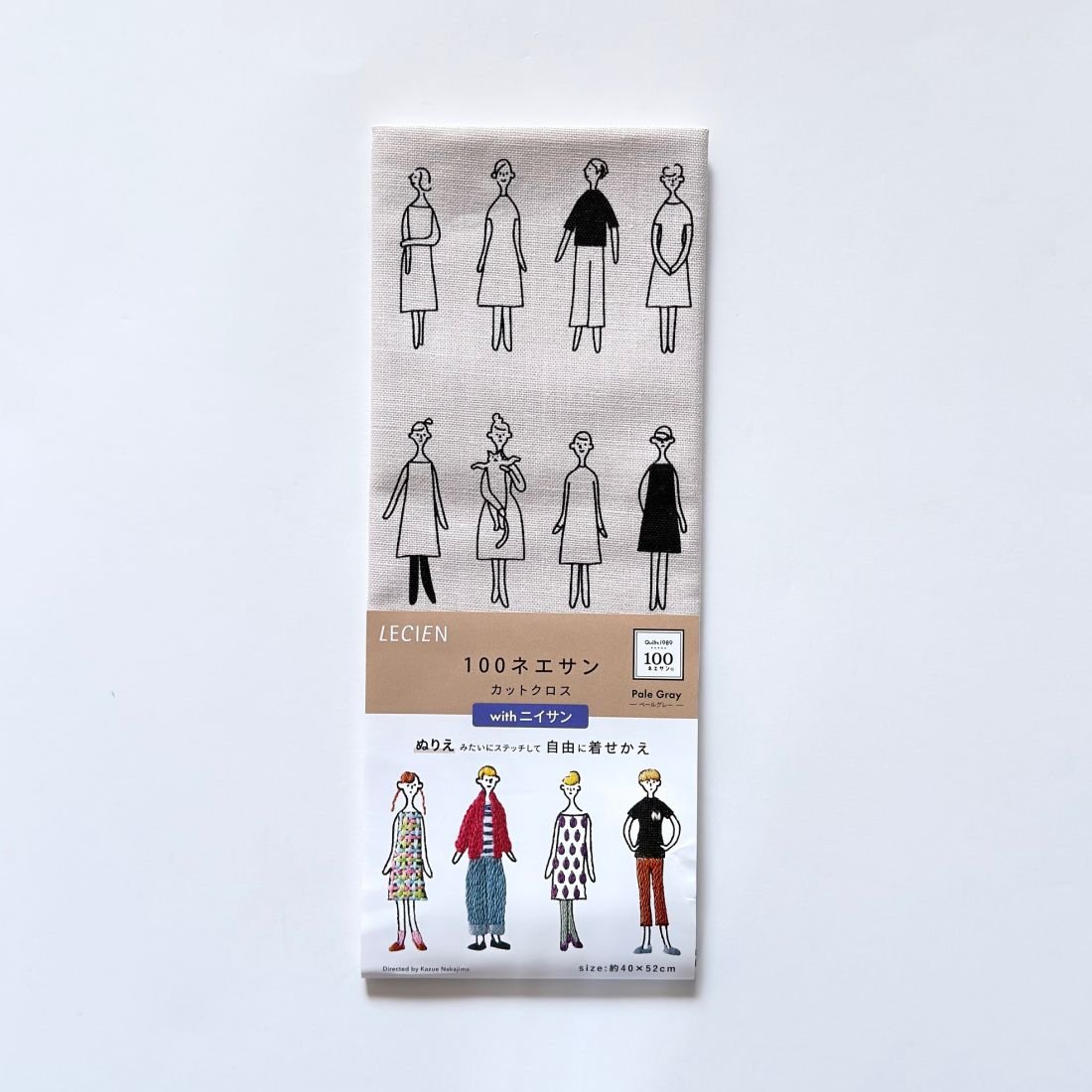 COSMO Preprinted 100 Ladies – Pale Gray Fabric Panel | 40×52 cm | Made in Japan
